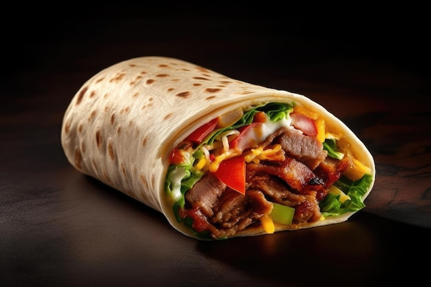 Burrito avec viande et légumes IA générative