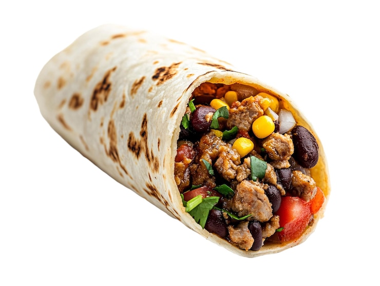 Photo un burrito avec de la viande et des légumes
