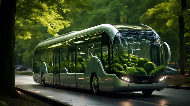 Photo un bus à arpents avec de la mousse qui pousse sur le côté d'une rue