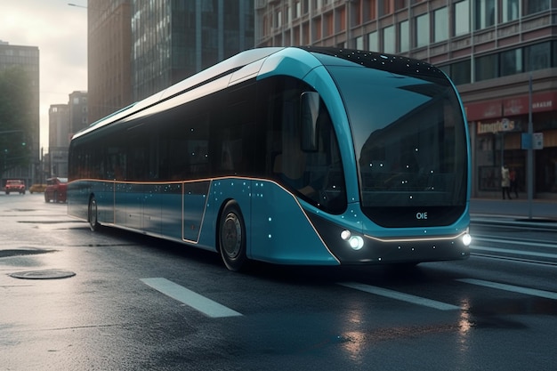 Un bus bleu avec le numéro 2 sur l'ai générative avant