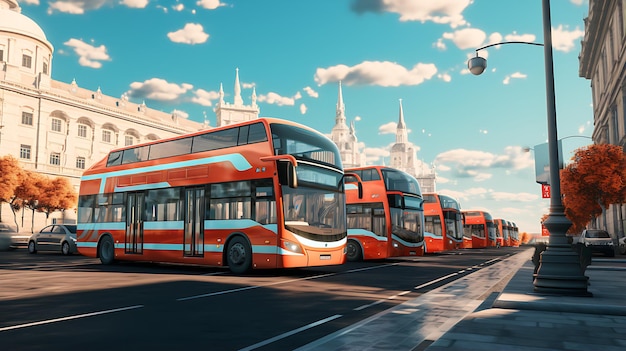 les bus circulant dans une rue de la ville Générer Ai