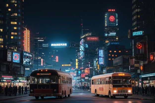 Un bus électrique futuriste descend la rue