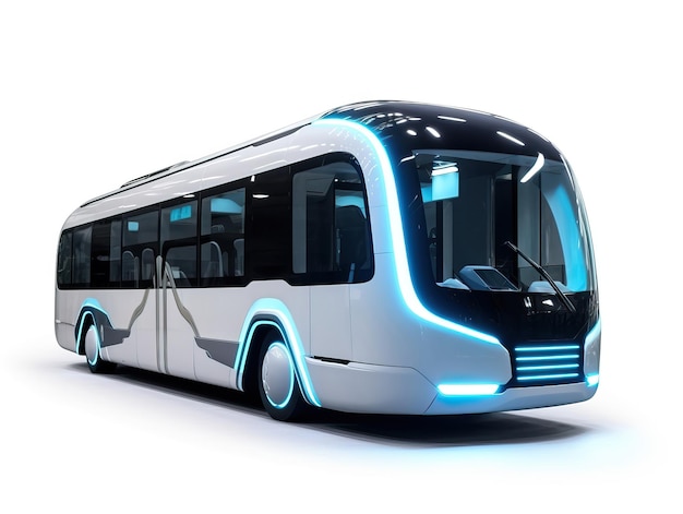 Photo bus futuriste public et privé isole blanche transparente fond blanc fond blanc hd pho