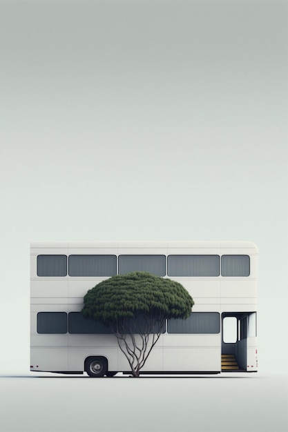 Bus à impériale garé à côté d'un arbre ai génératif