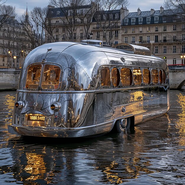 Photo un bus avec le mot lg sur le côté