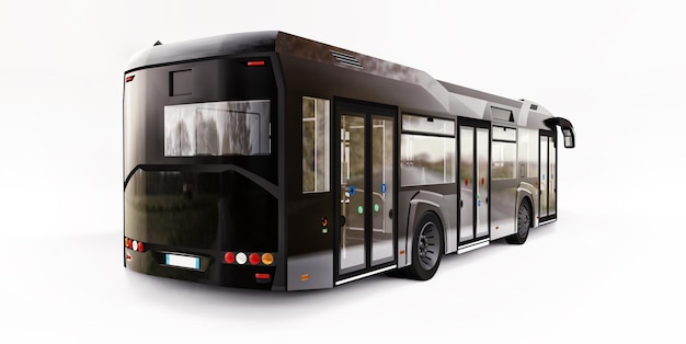 Bus noir urbain moyen sur fond blanc. rendu 3D.