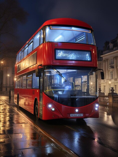 Photo un bus rouge à deux étages avec le numéro 51 à l'avant