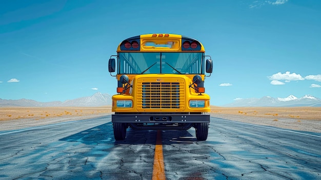 Bus scolaire sur le chemin de l'école