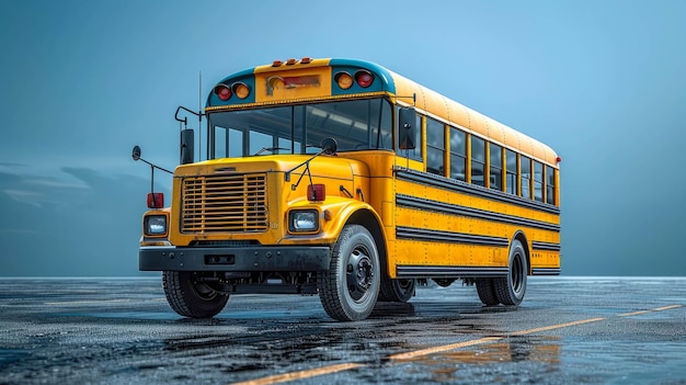 Bus scolaire sur le chemin de l'école