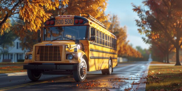 bus scolaire jaune IA générative