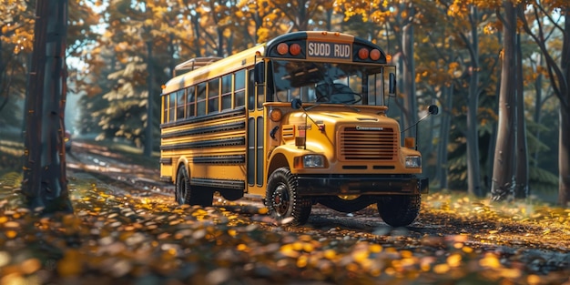 bus scolaire jaune IA générative