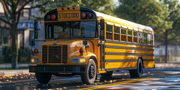 bus scolaire jaune IA générative