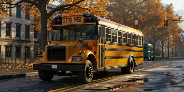 bus scolaire jaune IA générative