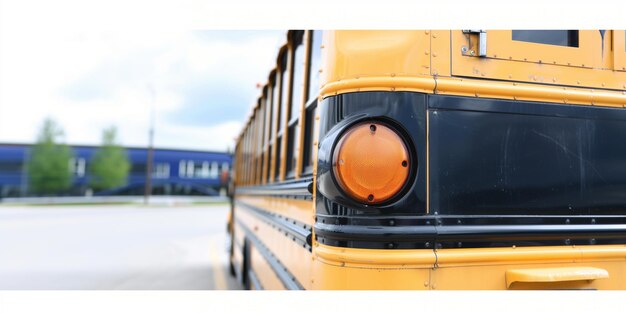 Photo un bus scolaire jaune avec ses lumières allumées