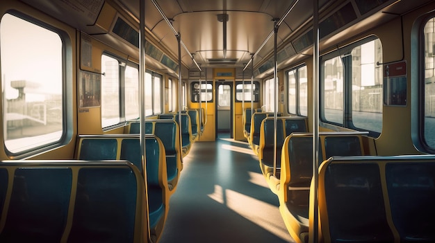 Photo un bus avec des sièges vides et le mot 