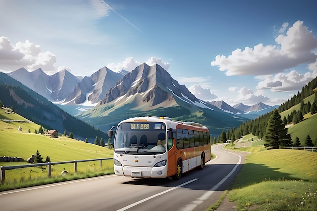 Photo des bus et des touristes au point de vue avec le mont denali en arrière-plan