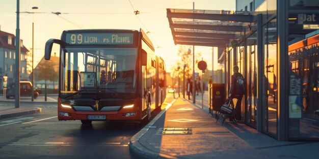 bus de transport public dans une rue de la ville IA générative