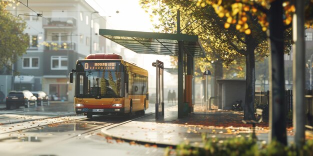 bus de transport public dans une rue de la ville IA générative