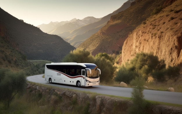 Photo bus de voyage sur l'autoroute de la nature