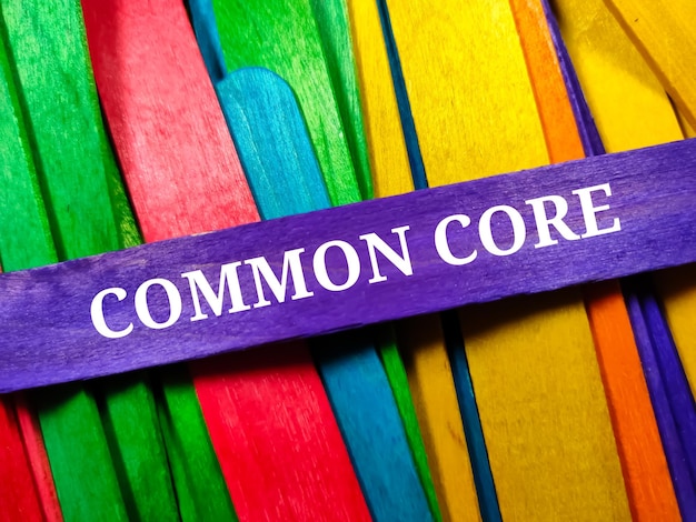 Business conceptText COMMON CORE sur fond de bois coloré