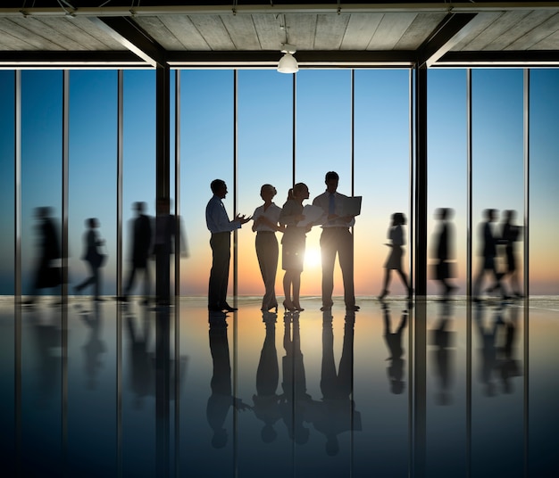 Business People Silhouette Comapany Travailler ensemble Teamwork Office