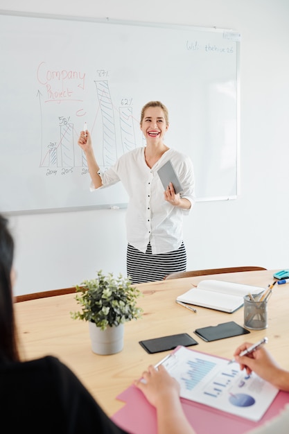 Businesswoman présentant son rapport