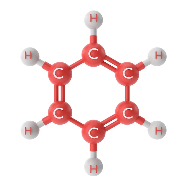 Photo c6h6 formule chimique du benzène structure chimique 3d illustration 3d