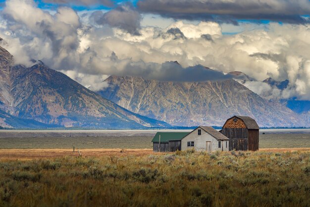 Cabane abandonnée de Mormon Row Historic, parc national de Grand Teton.