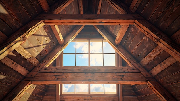 une cabane en bois avec un ciel et des nuages en arrière-plan