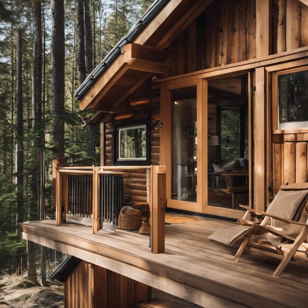 Photo une cabane en bois confortable avec un charme classique et une élégance intemporelle