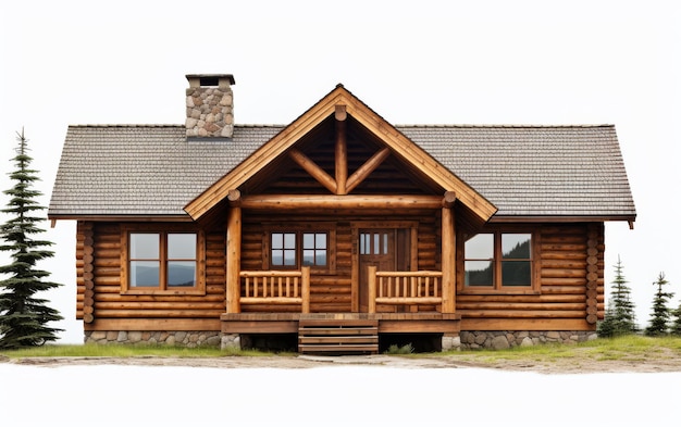 Cabane en bois rustique avec porche avant