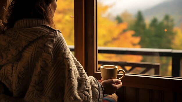 Photo une cabane confortable en automne