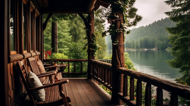 Photo une cabane confortable en automne