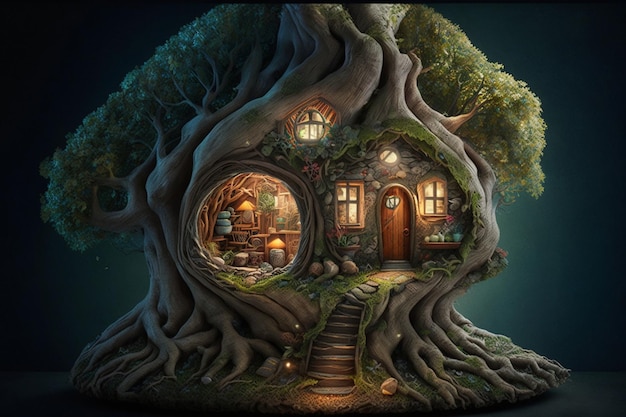 La cabane dans les arbres est une maison de conte de fées.
