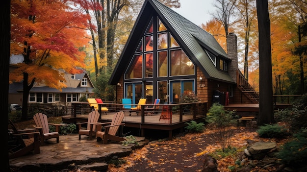 une cabane douillette nichée parmi les érables colorés