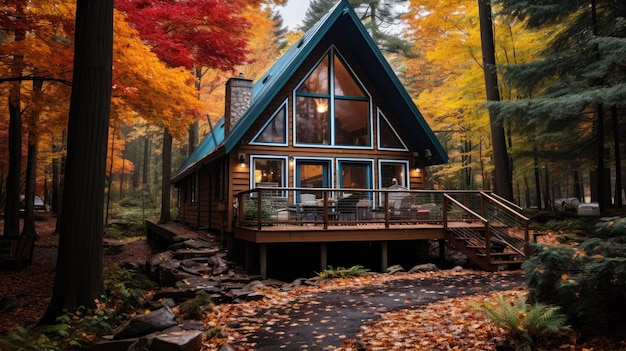 une cabane douillette nichée parmi les érables colorés