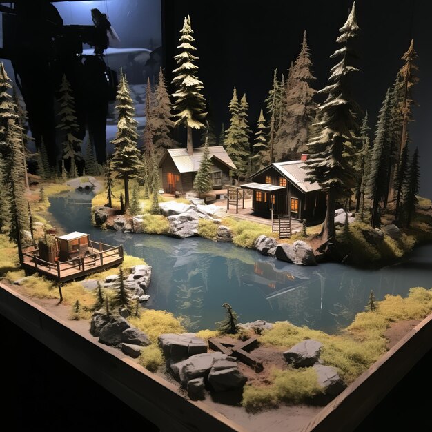 Cabane pittoresque dans un petit lac représentation de la nature sauvage riche et immersive