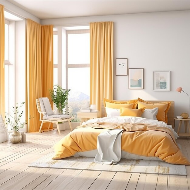 Une cabane en rondins confortable avec une palette de couleurs chaudes dans un style de chambre simple