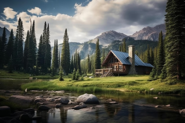 Une cabane rustique nichée dans un paysage pittoresque