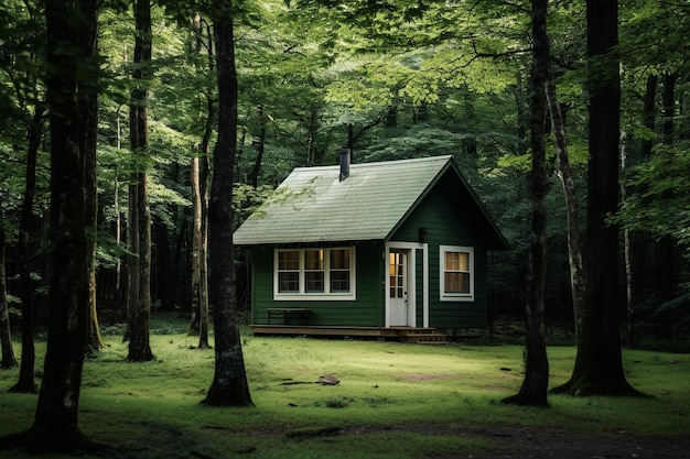 Une cabane tranquille dans une forêt isolée