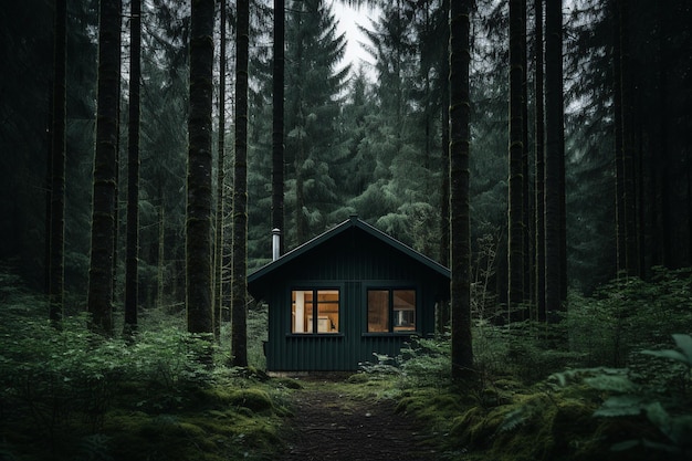 Une cabane tranquille dans une forêt isolée