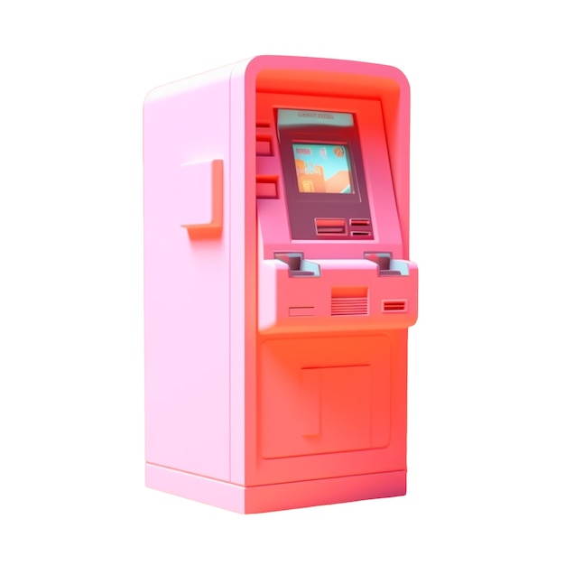 Cabine ATM dans une palette de couleurs tendance de style 3D avec Generative AI