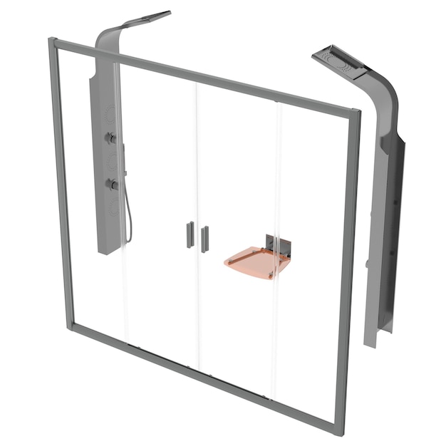 La cabine de douche est isolée sur une illustration 3D de fond blanc et un rendu CG
