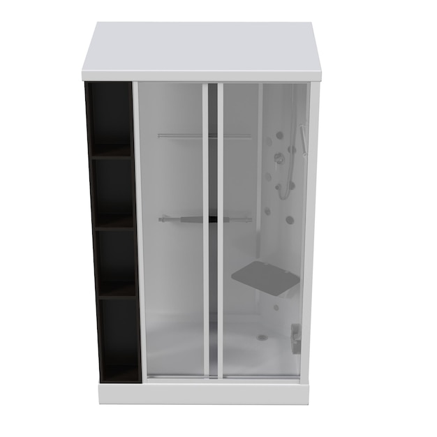 Cabine de douche isolé sur fond blanc rendu 3D illustration cg