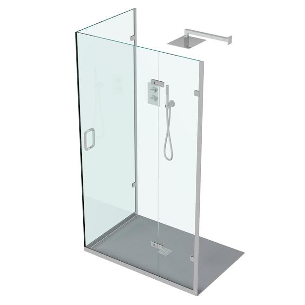 Cabine de douche isolé sur fond blanc rendu 3D illustration cg