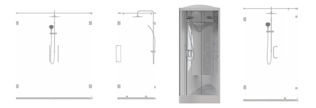 Photo cabine de douche isolé sur fond blanc rendu 3d illustration cg