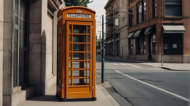 Cabine téléphonique rouge dans une rue de la ville