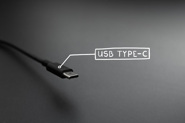 Câble de connexion fil usb type C. Norme technologique populaire.