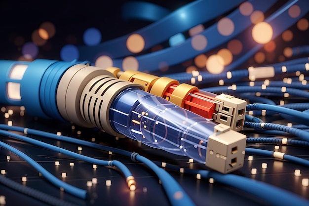 câble de réseau à fibre optique 3D