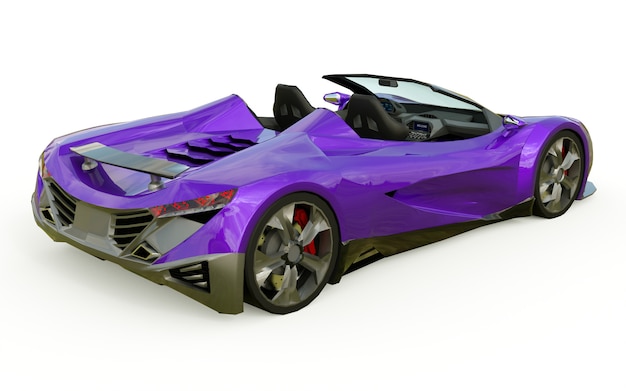 Cabriolet de sport conceptuel violet pour circuler en ville et piste de course sur blanc